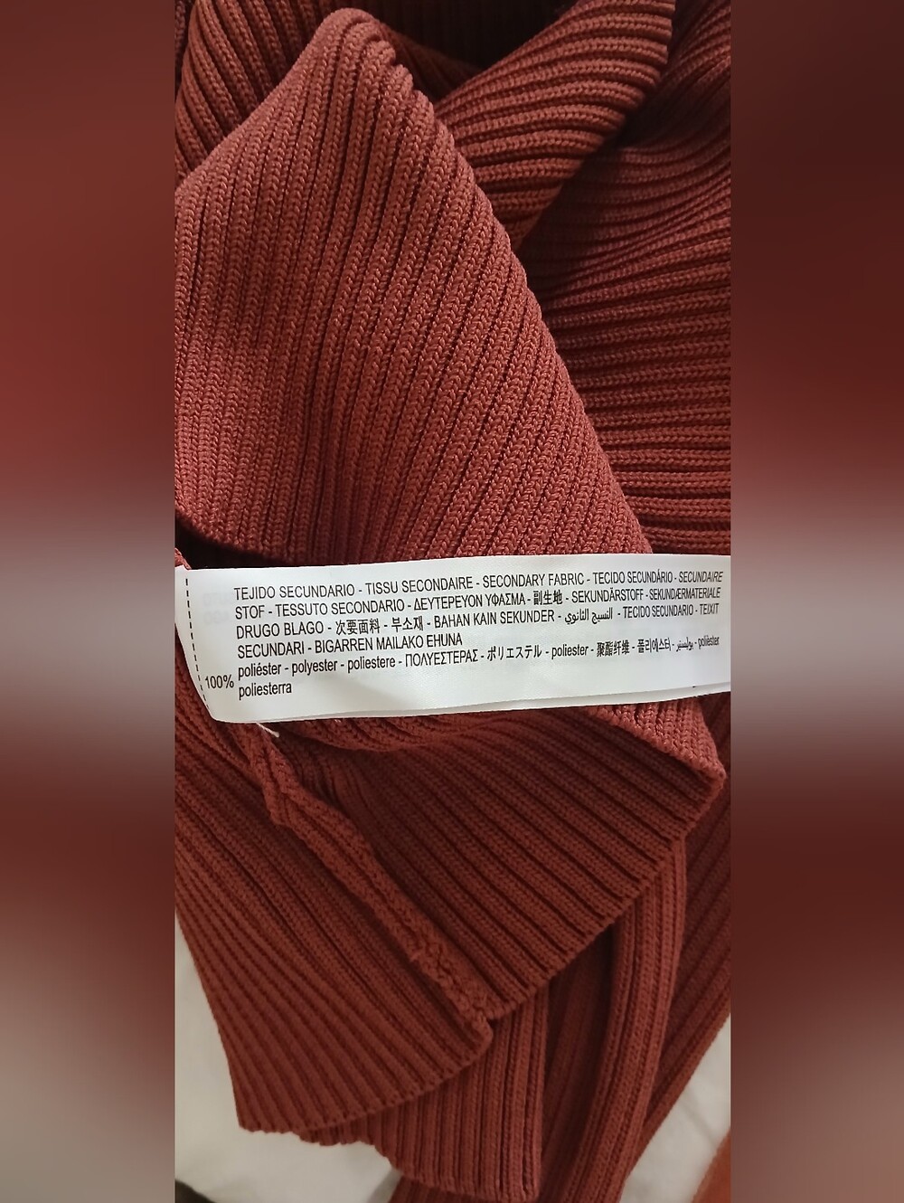 Zara Rust Ribbon Ribbed Top - Picture 8 of 10